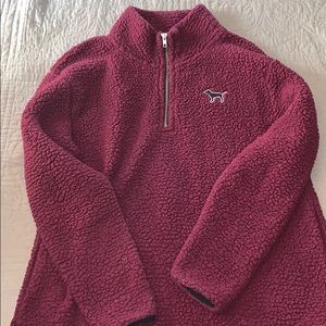 Maroon PINK Sherpa Quarter Zip